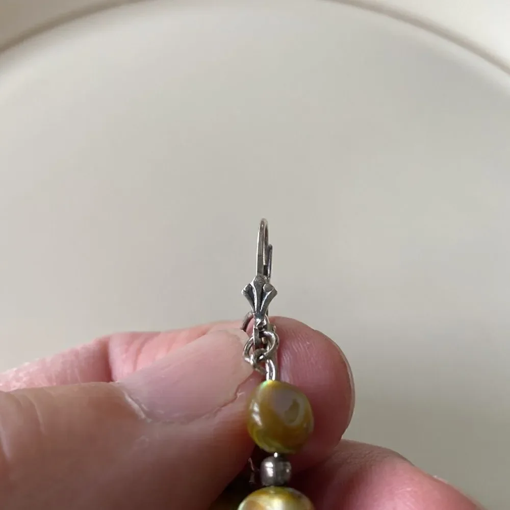 Sterling silver/green mother of pearl earrings